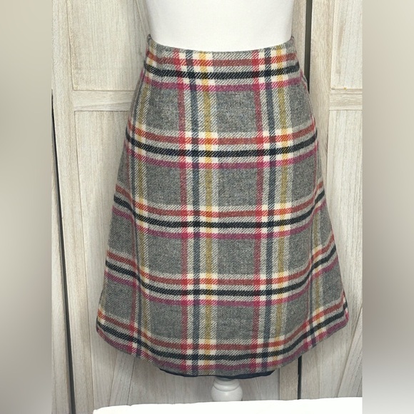 Boden Faye Tweed Kilt Skirt 100% wool plaid pattern side buckle EUC Sz 12 preppy - Picture 4 of 10